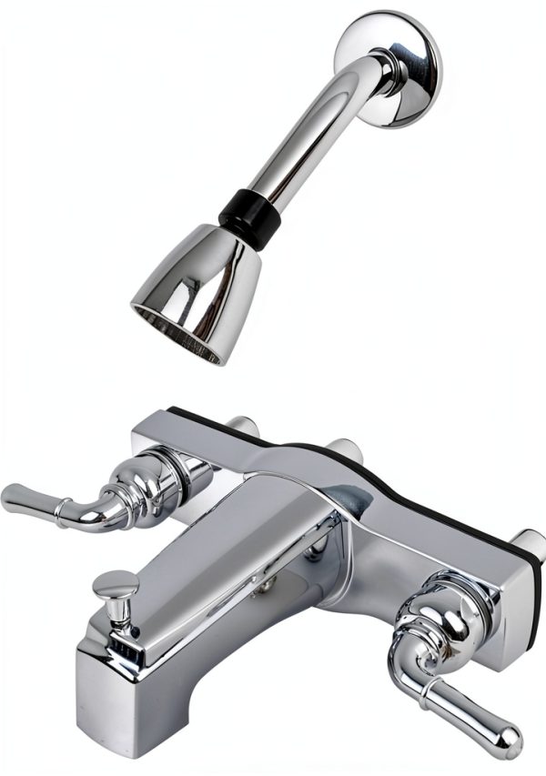 HowPlum Chrome Finish 2-Handle Wall Mount Faucet Diverter-0