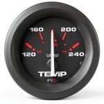 Sierra Water Temp Gauge Amega 2in IO IB Polished Glass Red Graduations-0
