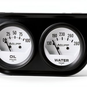 Auto Meter Gauge 2323 White Oil/Water Gauge with Black Console 2.3in-0