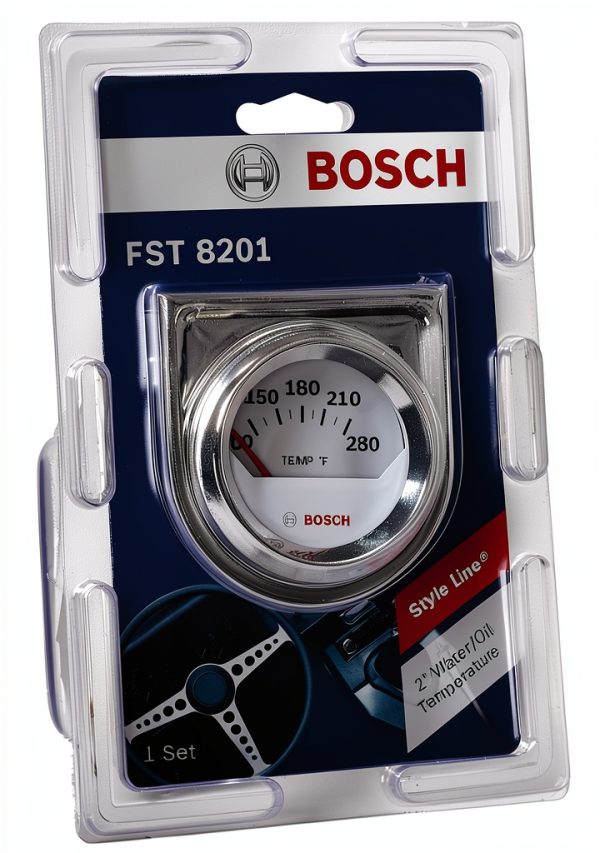 Bosch 2" Water/Oil Temperature Gauge SP0F040 White Dial Chrome Bezel-2