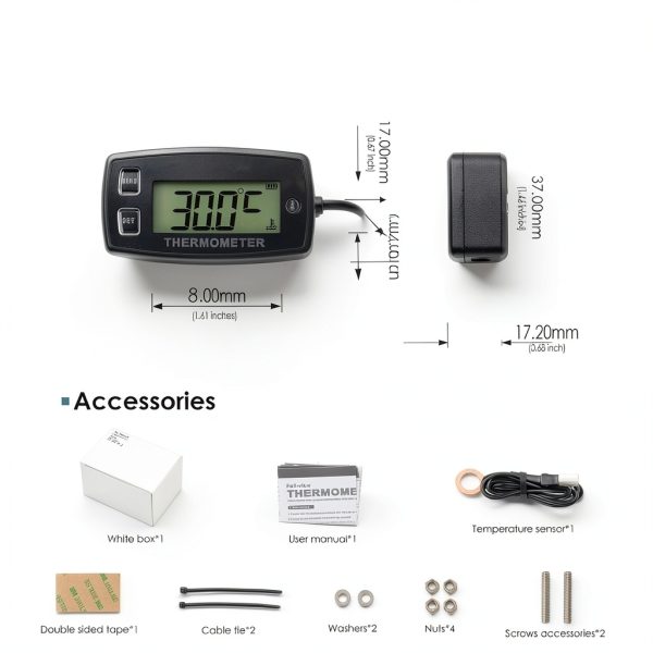 Runleader LCD Temperature Gauge with Green Backlight & Over‑Temp Alert-7